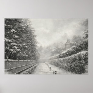 Camino de Bambú en la Nieve – Yang Arte de Pared
