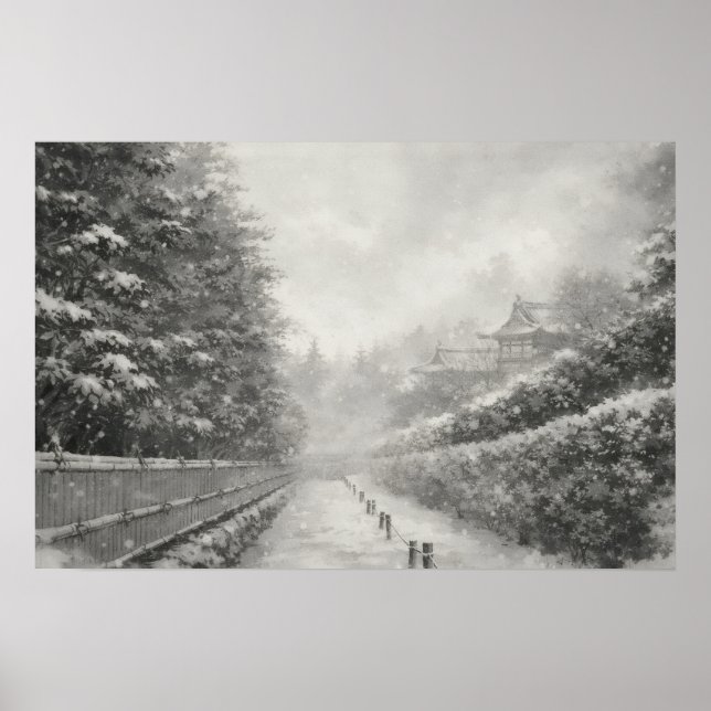 Camino de Bambú en la Nieve – Yang | Arte de Pared (Frente)
