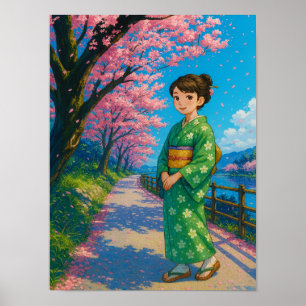 Camino de flores en primavera - Arte de Chica de k