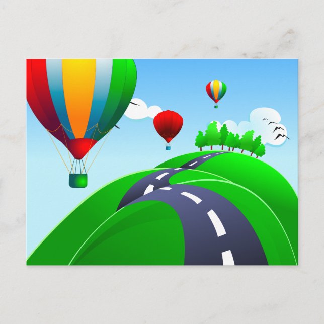 Camino de Hilly con globos, postal (Anverso)