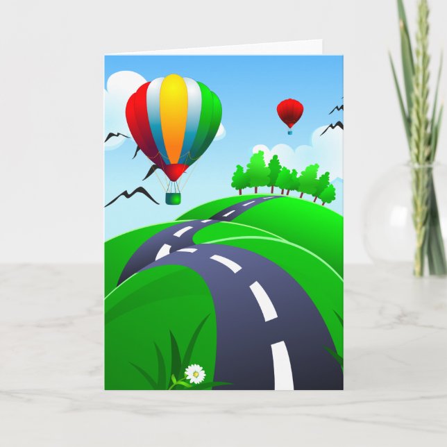 Camino de Hilly con globos, tarjeta de saludo (Anverso)