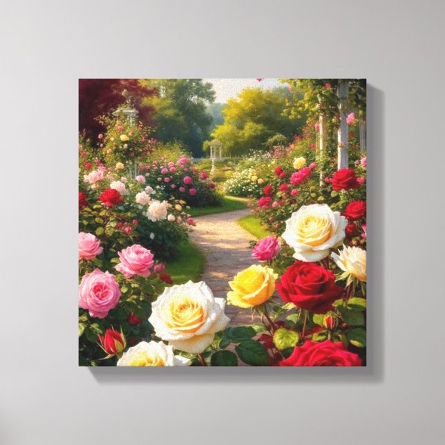 Camino de jardín de Rosa romántico - Arte de pared (Anverso)