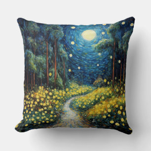 Camino de la luna estilo Van Gogh almohada acento