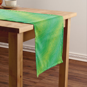 Camino De Mesa Corto Aceptación Patrón de Shibori azul verde amarillo