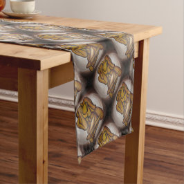 Camino De Mesa Corto Amantes Del Arte Contemporáneo En Ochre Y Brow