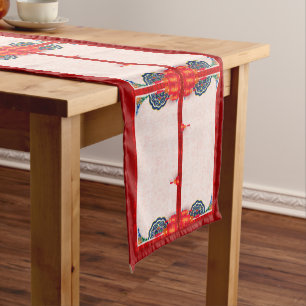 Camino De Mesa Corto Año Nuevo Lunar Chino con Pestaña decorada con f