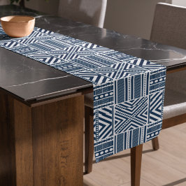Camino De Mesa Corto Arte de patrones tribales azules
