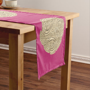 Camino De Mesa Corto Arte elegante nuevo oro fuschia rosa moderno