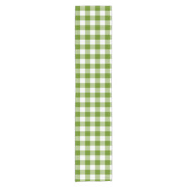 Camino De Mesa Corto Avocado Green Plaid Gingham Retro Color