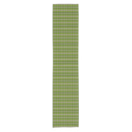 Camino De Mesa Corto Avocado Green Plaid Windowpane Retro Table Runner