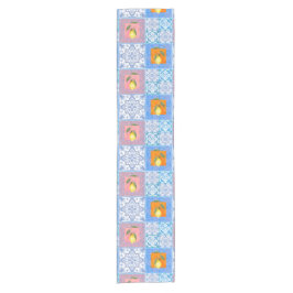 Camino De Mesa Corto Baldosas azules,mosaicos,majólica,limón,