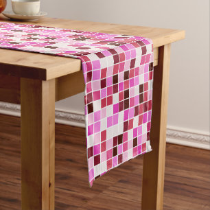 Camino De Mesa Corto Baldosas de piscina, mosaicos rosados, patrón geom