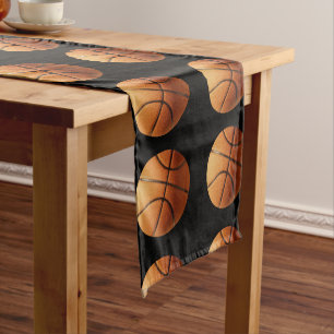 Camino De Mesa Corto Baloncesto naranja En Negro, Corredor De Mesa
