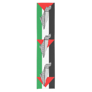 Camino De Mesa Corto Bandera de Palestina y mapa con el modelo de Keffi