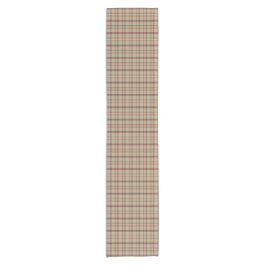 Camino De Mesa Corto Beige Burgundy White Plaid Classic Table Runner