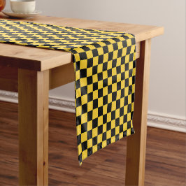 Camino De Mesa Corto Black and gold checkerboard pattern
