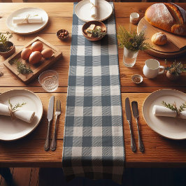 Camino De Mesa Corto Blue Farmhouse Buffalo Plaid