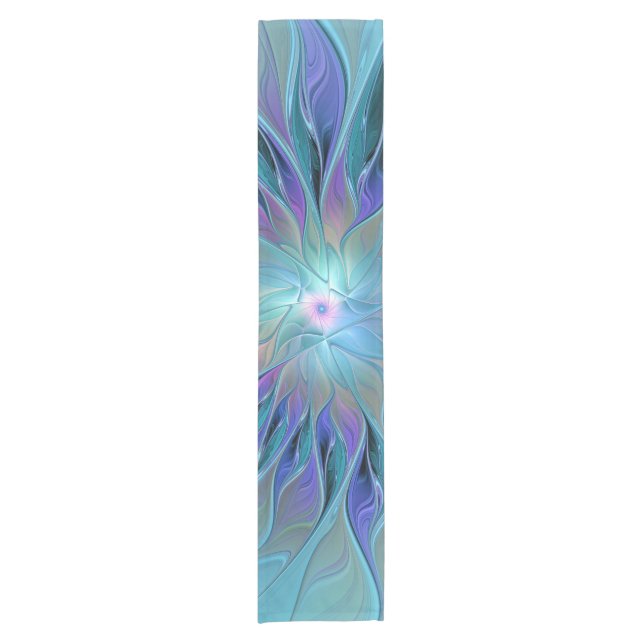 Camino De Mesa Corto Blue Purple Flower Dream Resumen arte fractal (Anverso)