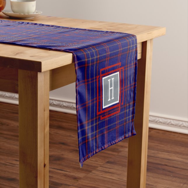 Camino De Mesa Corto Blue Red Tartan Monogram  (In Situ)