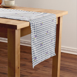 Camino De Mesa Corto Blueberry Gray Blue Gingham