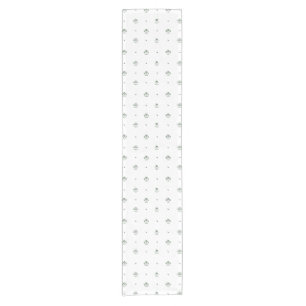Camino De Mesa Corto Boda con estampado botánico verde y blanco