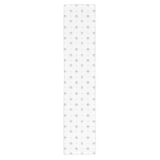 Camino De Mesa Corto Boda con estampado botánico verde y blanco