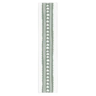Camino De Mesa Corto Boda con estampado botánico verde y blanco