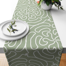 Camino De Mesa Corto Boho verde del sabio abstracto ornamental