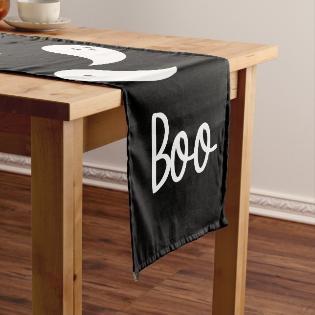 Camino De Mesa Corto Boo Ghosts Halloween Table Runner (In Situ)