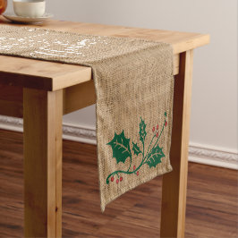 Camino De Mesa Corto Burlap Textura Feliz Navidad