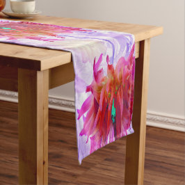 Camino De Mesa Corto Cactus Rojo y Rosa Caliente Dahlia