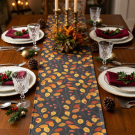 Camino De Mesa Corto Caída del patrón sin foco de las hojas y bayas de 