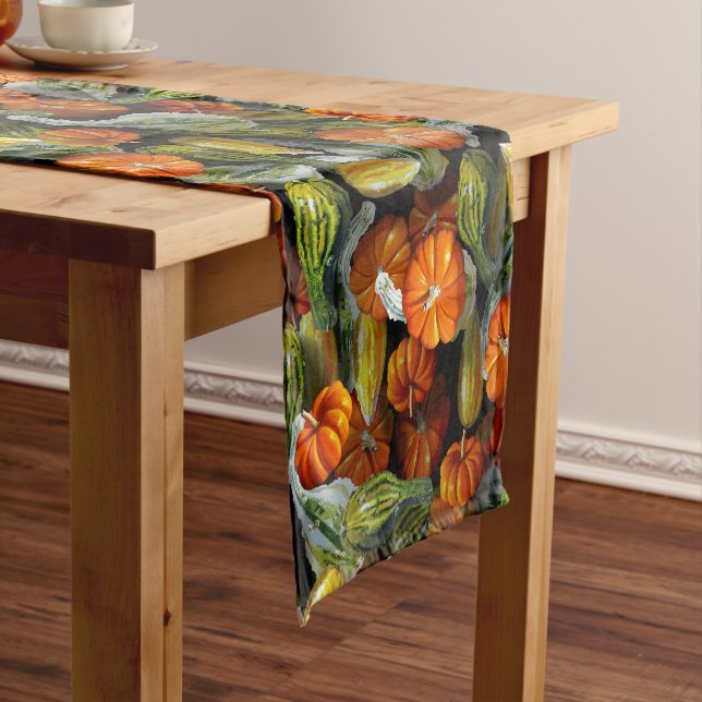 Camino De Mesa Corto Calabaza, Squash Autumn Harvest Table Runner (In Situ)