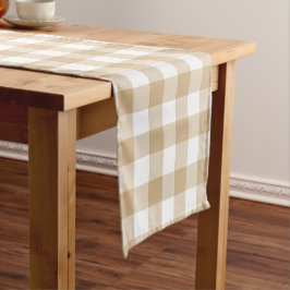 Camino De Mesa Corto Caminero de mesa de cuadros gingham beige claro
