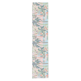 Camino De Mesa Corto Caminero de mesa de toile de palma rosa, estampado