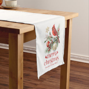 Camino De Mesa Corto Campanas de Navidad y decoración de acebo