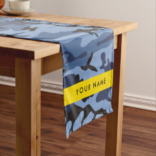 Camino De Mesa Corto Camuflaje Azul Marino Personaliza tu nombre
