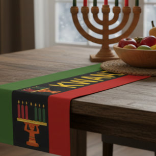 Camino De Mesa Corto Celebración de Kwanzaa Franjas Verticales Panafric