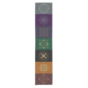 Camino De Mesa Corto Chakra Shadow Mandala Color Block Table Runner
