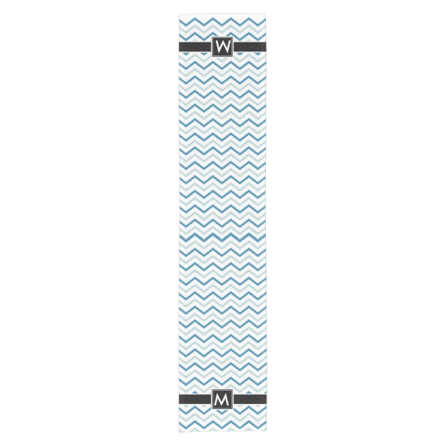 Camino De Mesa Corto Chevron Zigzag Aqua Blue personalizado (Anverso)