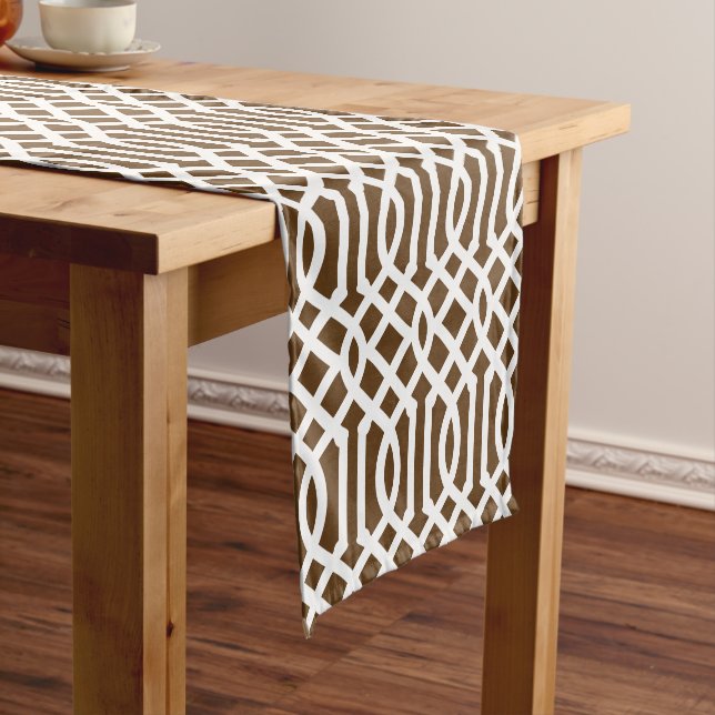 Camino De Mesa Corto Chocolate Brown Trellis (In Situ)