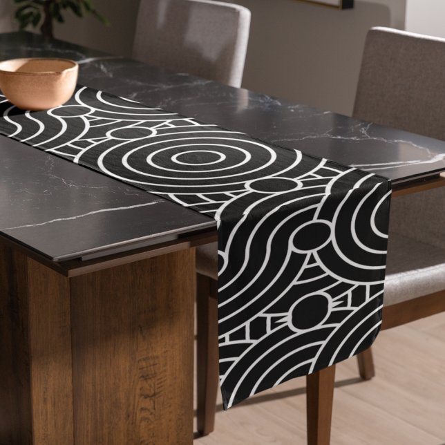 Camino De Mesa Corto Círculos geométricos sin mar (Geometric circles pattern table runner)