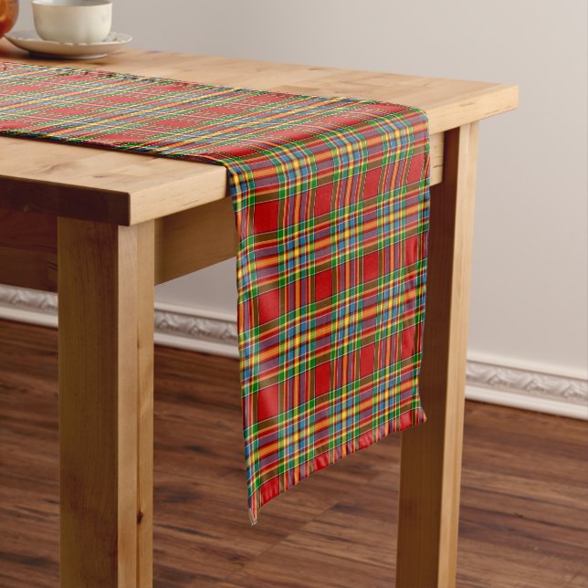 Camino De Mesa Corto Clan Chattan Tartan Bright Scottish Plaid (In Situ)