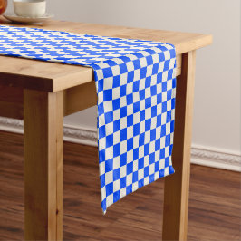 Camino De Mesa Corto Cobalt and cream checkerboard pattern