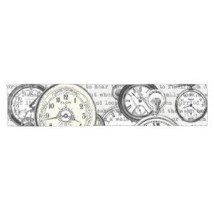 Camino De Mesa Corto Collage de reloj de bolsillo victoriano Alicia en