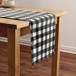 Camino De Mesa Corto Colocación de búfalo negro y blanco, decoración a 