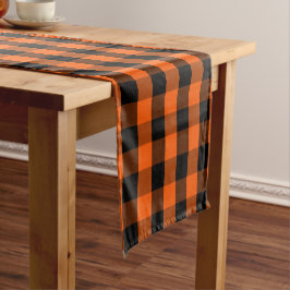 Camino De Mesa Corto Color del personalizado Naranja negro Gingham Chec