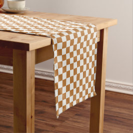 Camino De Mesa Corto Copper and eggshell checkerboard pattern