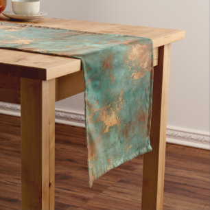 Camino De Mesa Corto Copper Patina Rustic Metallic
