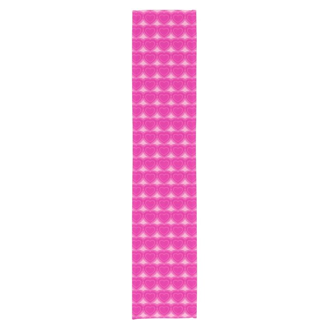 Camino De Mesa Corto Corazones abstractos modernos - Rosa de Fuchsia (Anverso)